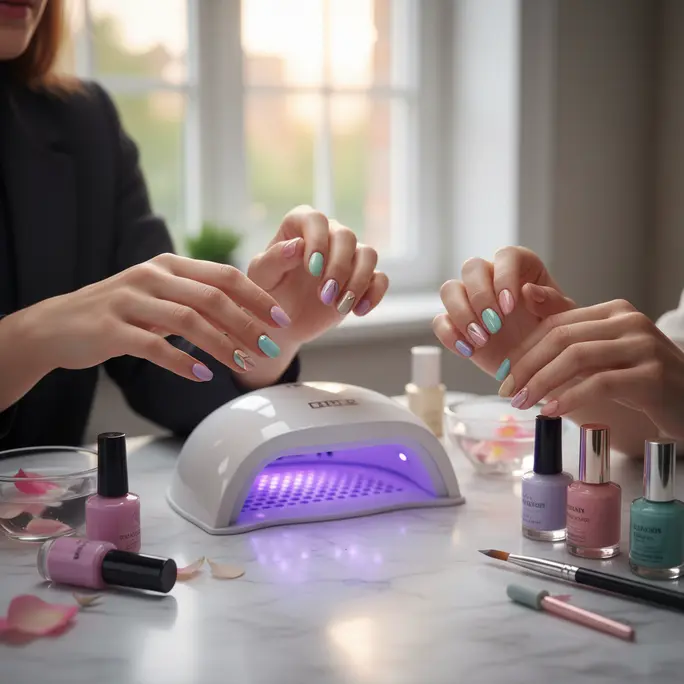 Nails with colorful polish